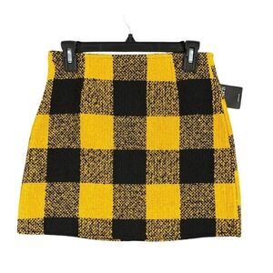 Forever 21 Skirt Size S Yellow Black Plaid Mini Y2K Grunge Pop Punk Schoolgirl